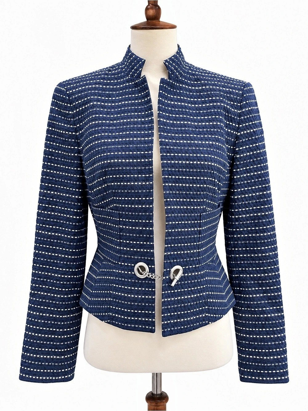 Worth Vintage Striped Cotton Jacket in Blue & White Size 6 Small